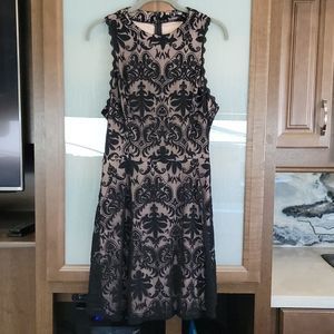 Soieblu By Anthropologie Black Nude Sleeveless Lace Overlay Dress - Size Large